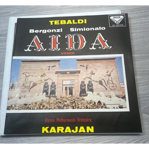 Aida DECCA SXL 2167-8-9 ED1 Tebaldi Verdi Karajan 3LP WBG Wallet Cover - Picture 8 of 11